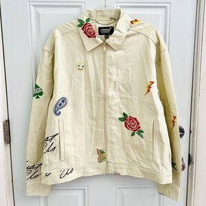 NWT fresh prints of bel-aire by drill clothing co printed zip up jacket size med